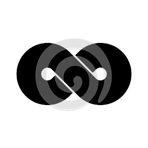 Black infinity symbol icon. Concept of infinite, limitless and endless. Simple flat vector design element