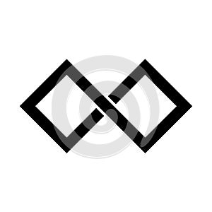 Black infinity symbol icon. Rectangular shape with sharp corners. Simple flat vector design element