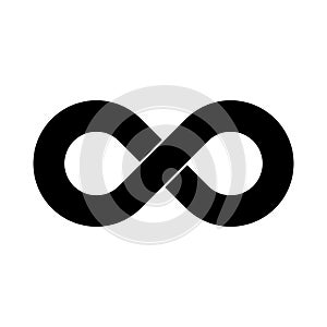 Black infinity symbol icon. Simple flat vector design element