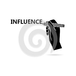 Black Influence sign, Influence Word icon or logo