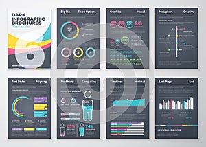 Black infographic business brochure elements in vector format