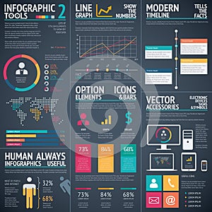 Black infographic vector template elements data visualization