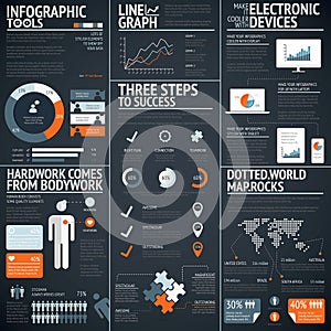 Black infographics business vector elements data visualization