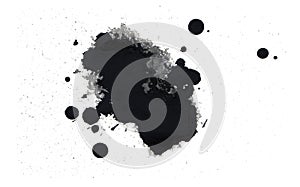 Black ink blot. Isolated on white