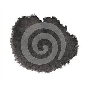 Black ink blot isolated on a white background. Grunge texture.