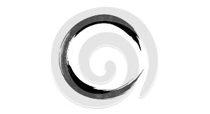 Black Ink Brush Stroke Circle on White Background