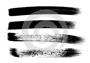 Black ink brush stroke set. Collection of black brush strokes, isolated