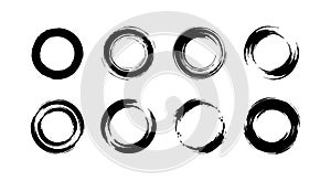 Black ink brushstroke circle shapes vector design elements for creative projects