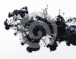Black Ink Cloud Exploding In Water Against White Background Abstract Background