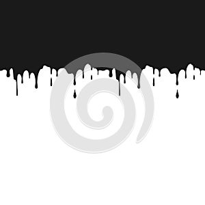Black ink drips. Seamless Dripping Paint Texture. Splatters and Dripping. Vector illustration isolated on white background
