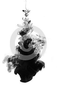 Black ink drop in water photo