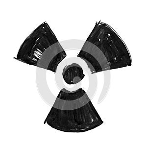Black Ink Hand Drawing of Grunge Nuclear Radiation Symbol