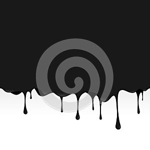 Black ink liquid dripping seamless background.