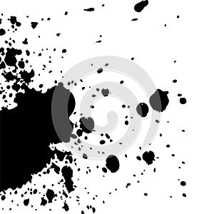 Black ink paint explosion splatter artistic cover design sketch.