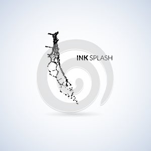 Black ink paint or oil splash isolated on white