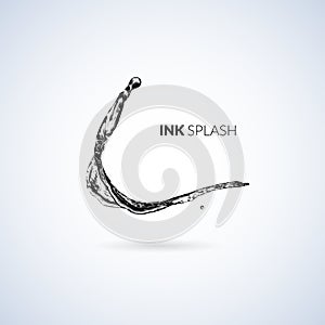 Black ink paint or oil splash isolated on white