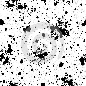 Black ink splashes and stains seamless pattern