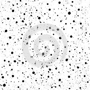 Black ink splashes and stains seamless pattern.