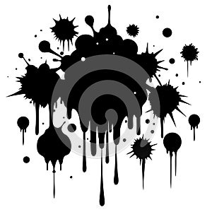 Black ink splatter and drip design