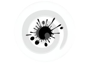 Black Ink Splatter on White Circle Background