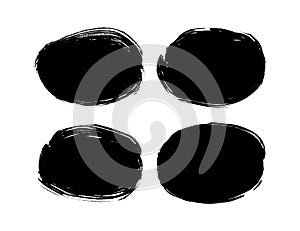 Black ink spots set isolated on white background. Ink illustration.