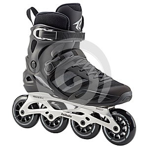 Black Inline Roller Skate Isolated on White Background