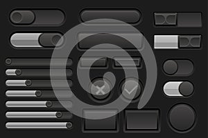 Black interface buttons set
