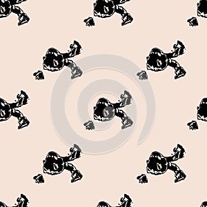 Black intricate fragments on a light beige surface. Vector seamless pattern abstraction grunge. Background illustration,