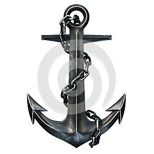 Black iron anchor on black background