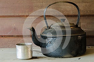 Black iron asian teapot