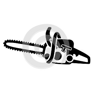Black isolated detailed chainsaw silhouette