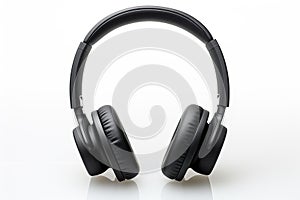 black isolated headphones on white background