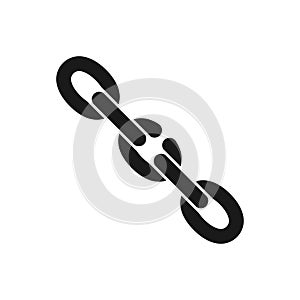 Black isolated icon of broken chain on white background. Silhouette of chain. Weak link Flat design.