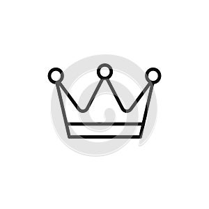 Black isolated outline icon of crown on white background. Line icon of crown. Symbol of authority and power