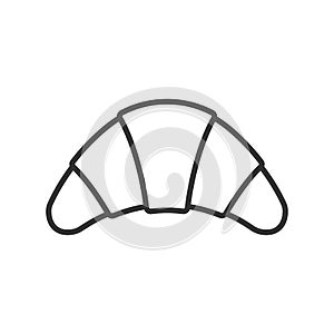 Black isolated outline icon of french croissant on white background. Line Icon of croissant.