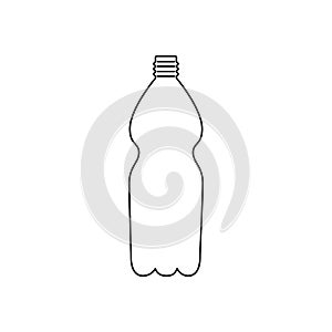 Black isolated outline icon of plastic bottle on white background. Line Icon of plastic bottle