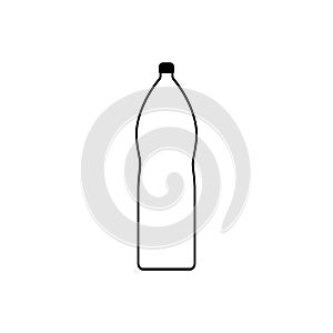 Black isolated outline and line icon of plastic bottle on white background. Clipart and drawing.