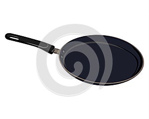 Black isolated Teflon pan for kitchen for cooking