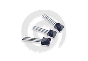 Black isolated transistors on the white background