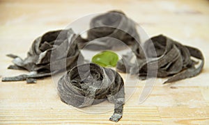 Black italian pasta, tagliattelle nera