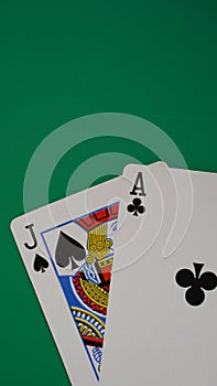 Black jack hand in spades  casino gambling playing card game