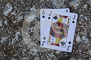 black jack poker card gamble beach