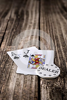 Black Jack Poker on Wood
