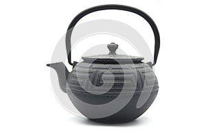 black japanese teapot isolated on white background