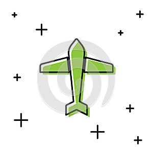 Black Jet fighter icon isolated on white background. Military aircraft. Vector