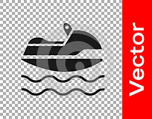 Black Jet ski icon isolated on transparent background. Water scooter. Extreme sport. Vector Illustration
