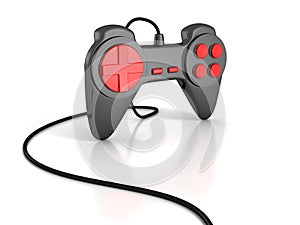 Black joystick with cable for computer game