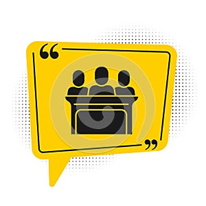 Black Jurors icon isolated on white background. Yellow speech bubble symbol. Vector