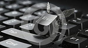 Black Keyboard with Esc Key and Wings