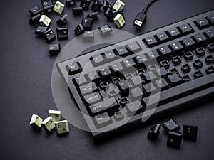 A black keyboard, fake news concept